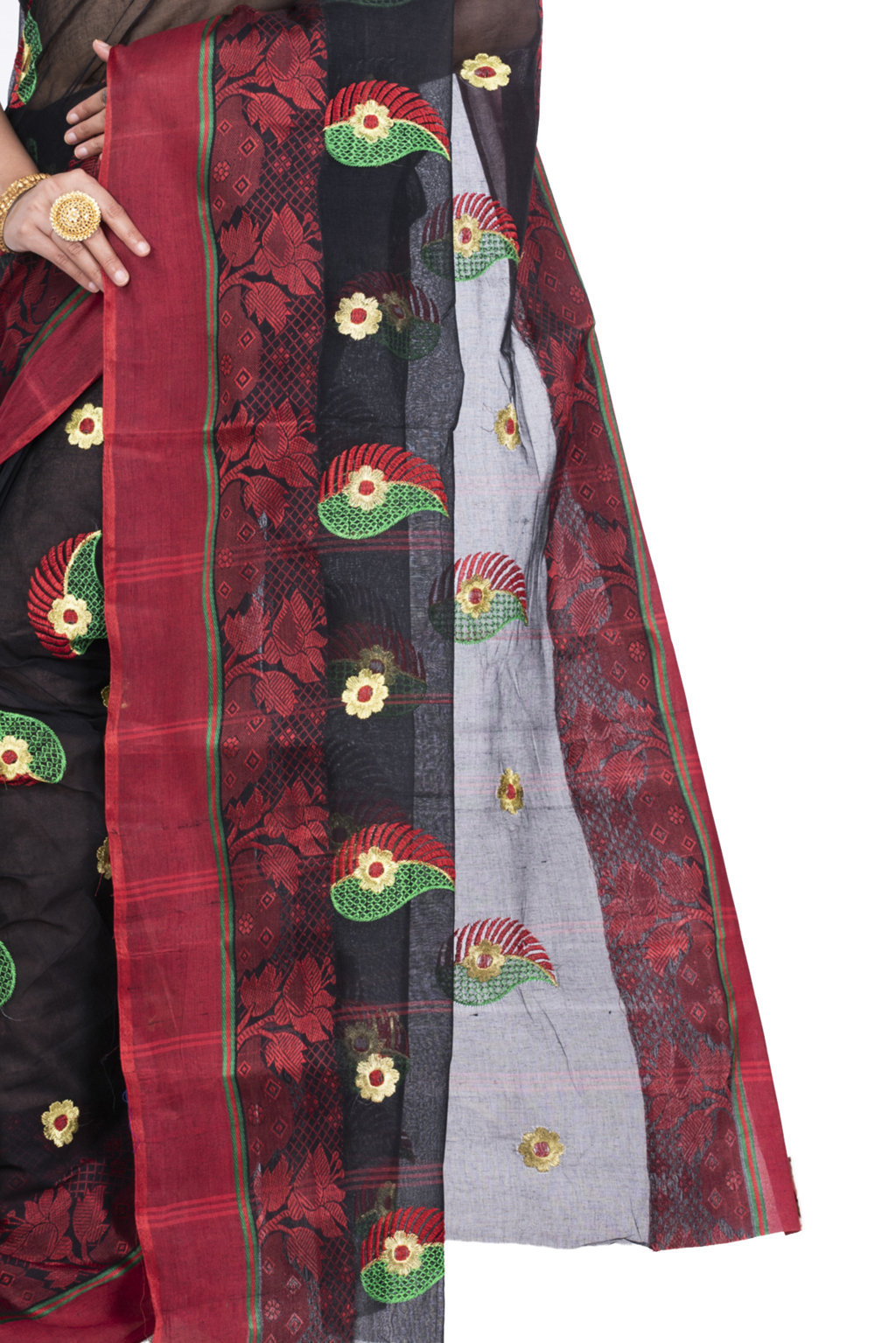 Black Pure Cotton Shanko_Embro Tant Embroidery (666)